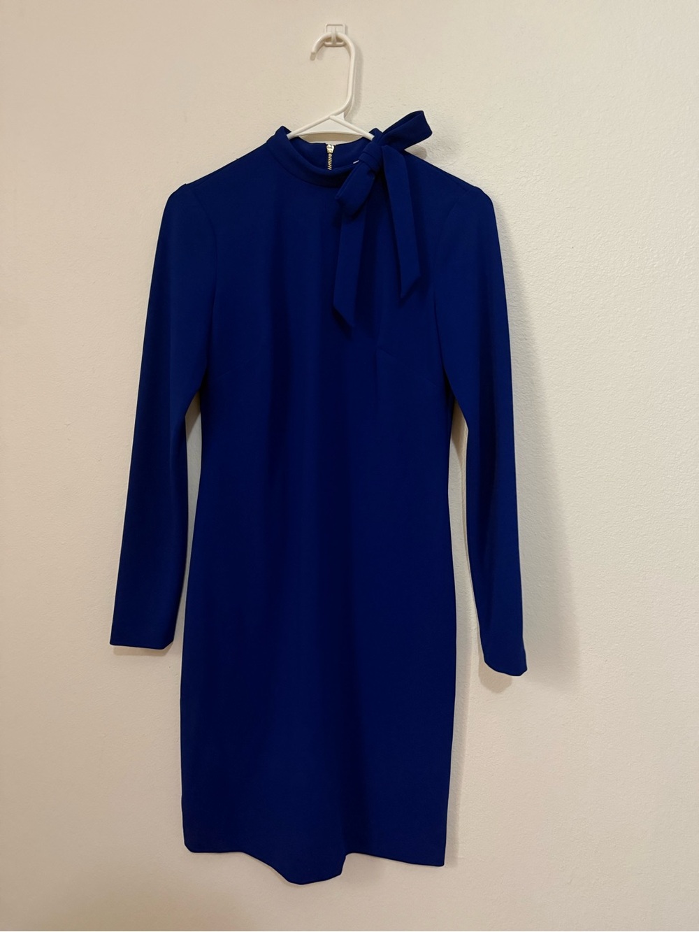Calvin Klein Cobalt Long-Sleeve Tie-Neck Dress